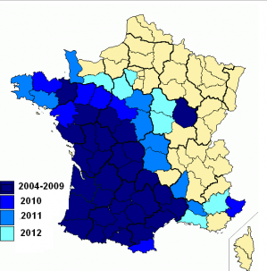 Repartition vespa velutina 2013